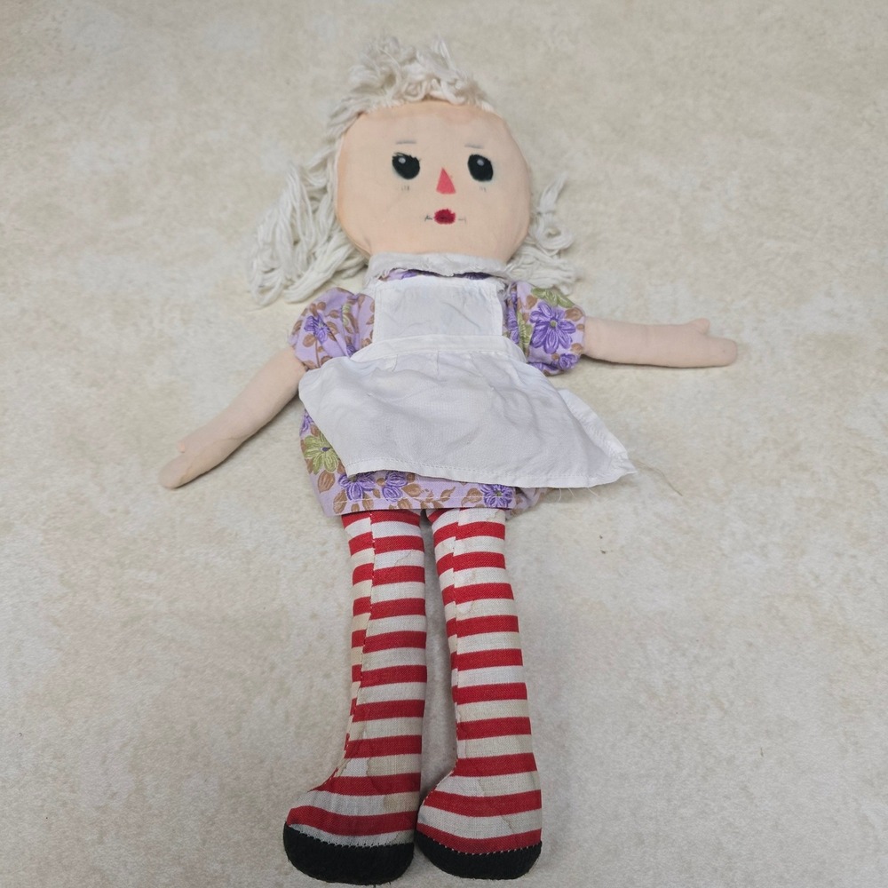 Vintage Dream Dolls R Dakin & Co Rag Doll Purple Floral Dress Striped Legs Japan